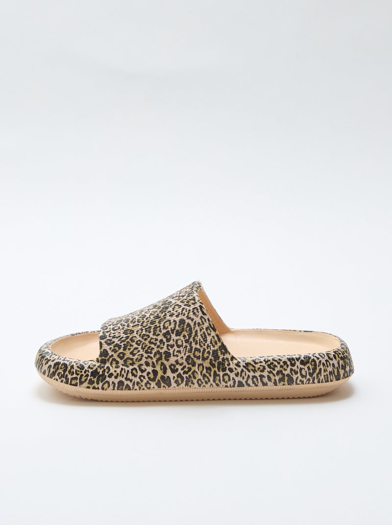 Zwembadslipper met luipaardprint Biege - Kiabi