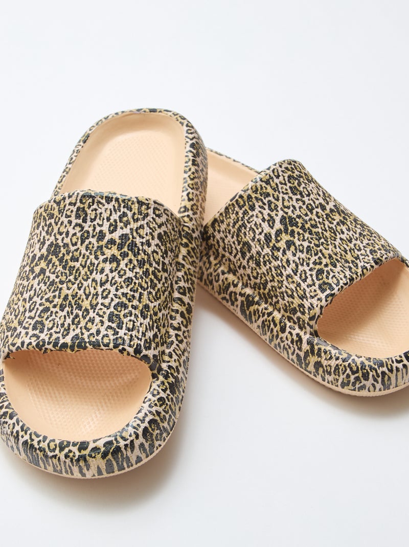 Zwembadslipper met luipaardprint Biege - Kiabi