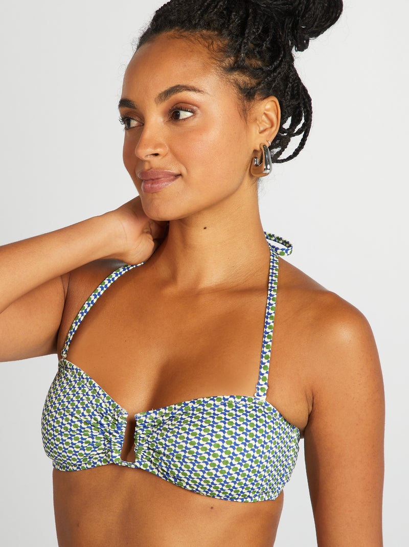 Zwembandeau met geometrische print WIT - Kiabi