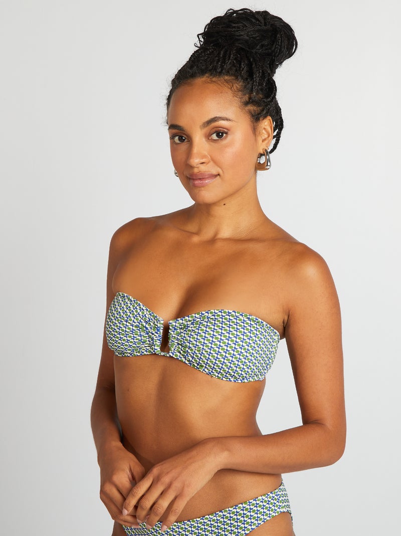 Zwembandeau met geometrische print WIT - Kiabi