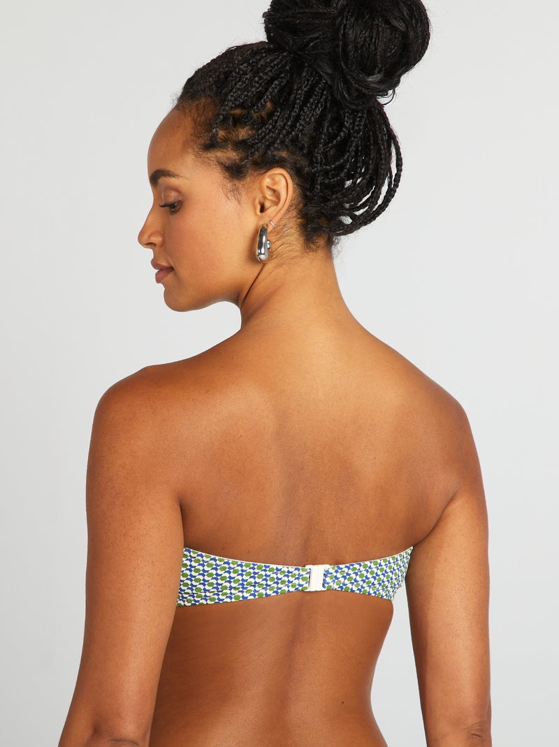 Zwembandeau met geometrische print WIT - Kiabi