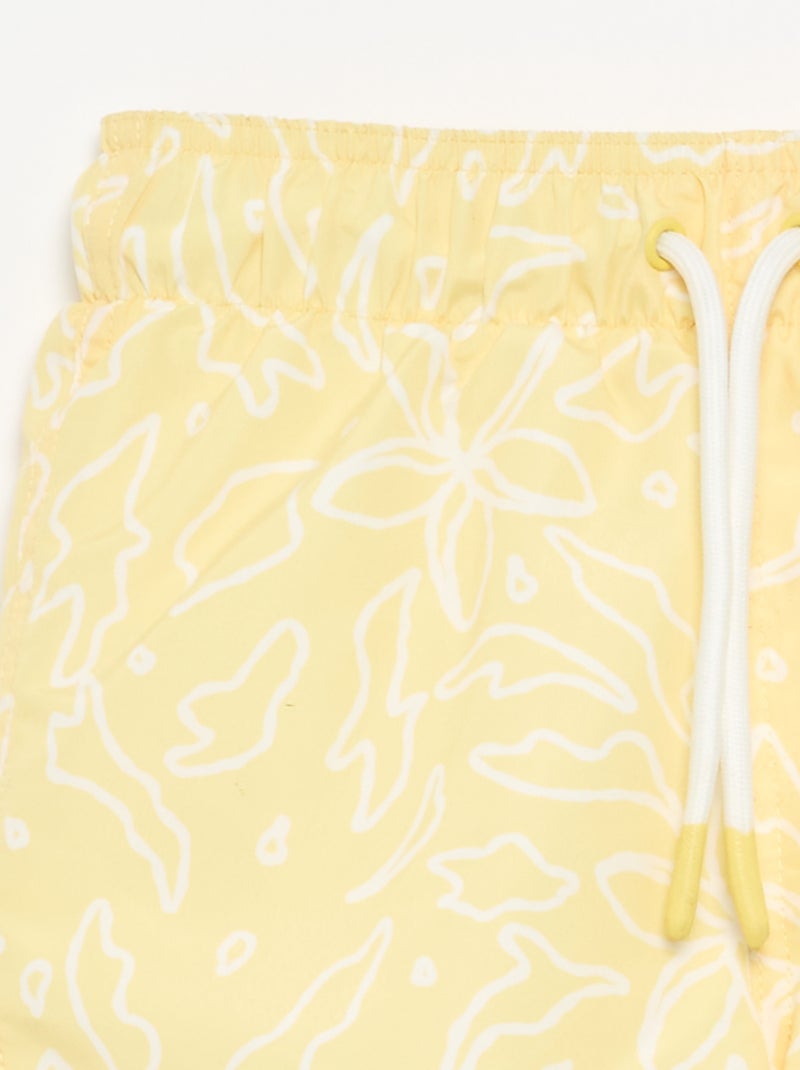 Zwembermuda met all-over zeeprint Geel - Kiabi