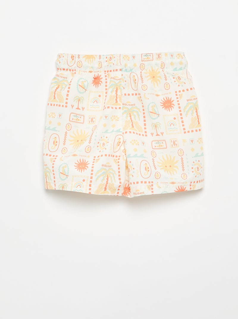 Zwembermuda met all-over zeeprint Wit - Kiabi