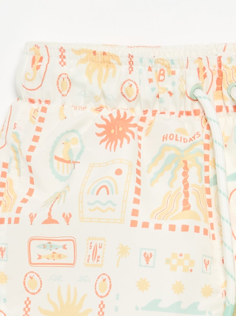 Zwembermuda met all-over zeeprint Wit - Kiabi