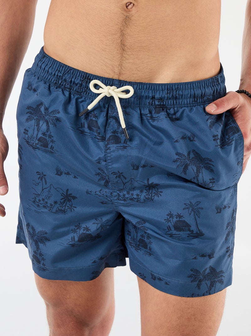 Zwembermuda met motief Blauw - Kiabi