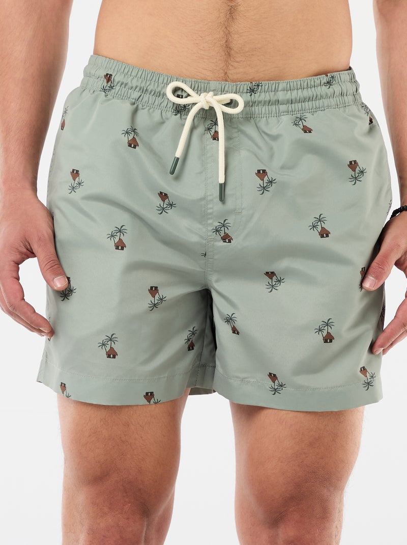 Zwembermuda met motief Kaki - Kiabi
