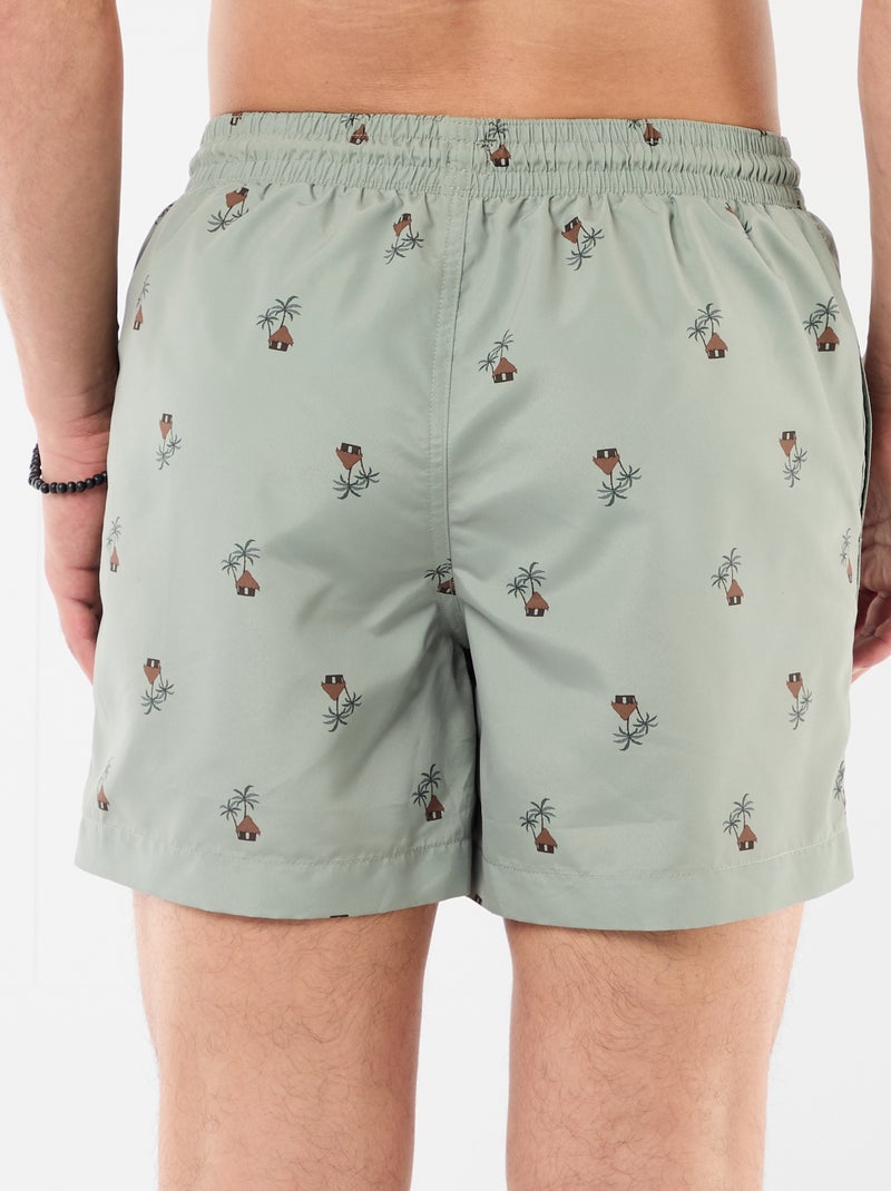 Zwembermuda met motief Kaki - Kiabi