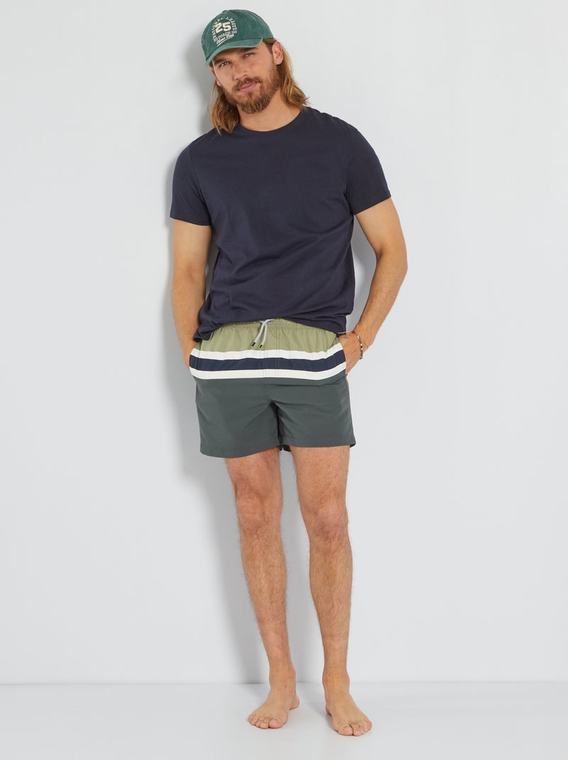 Zwemshort met colorblock-patroon GROEN - Kiabi