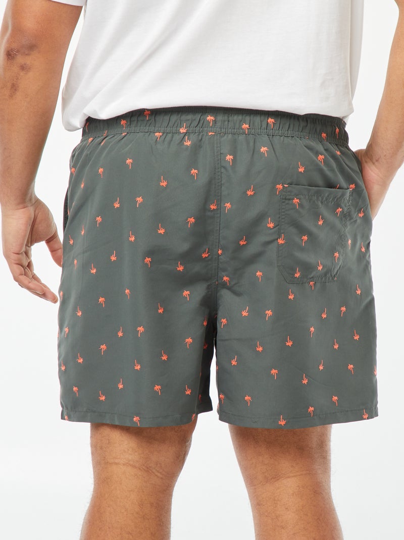 Zwemshort met geborduurde motiefjes GROEN - Kiabi