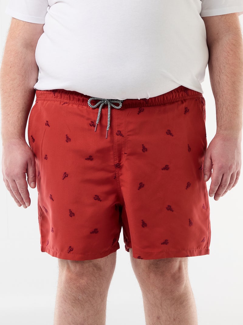 Zwemshort met motief Rood - Kiabi