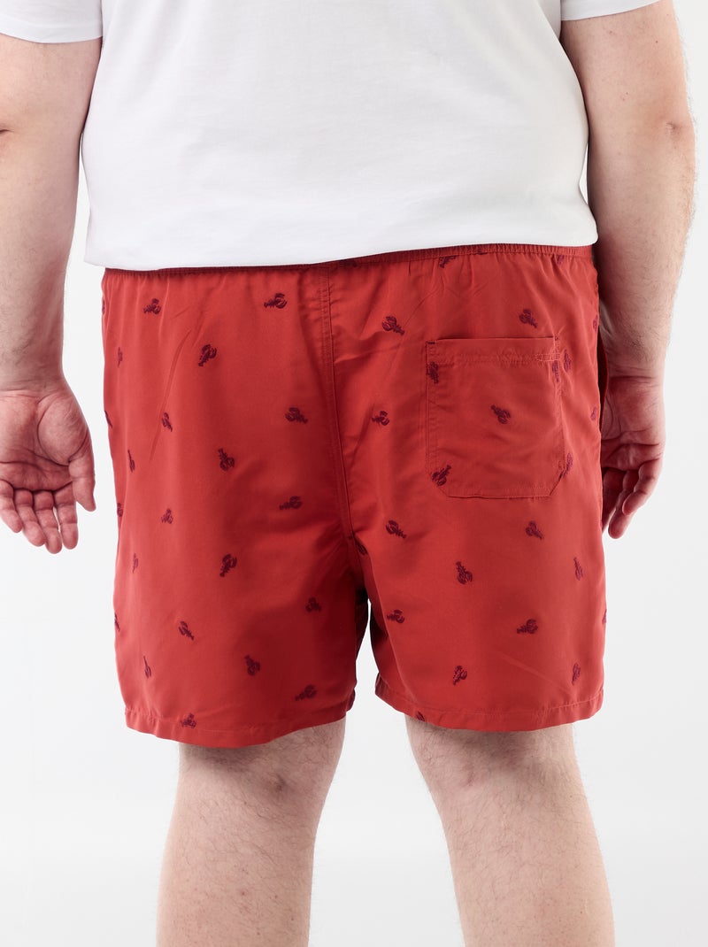 Zwemshort met motief Rood - Kiabi