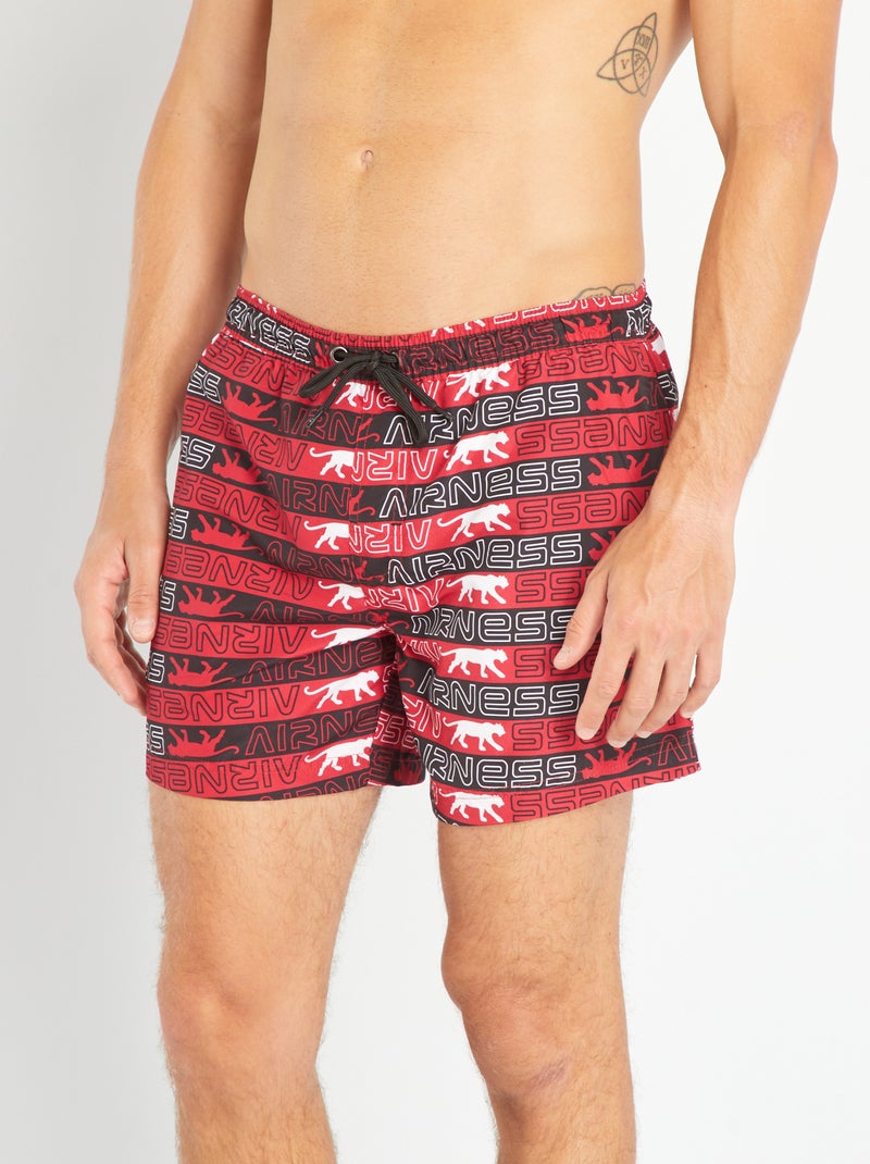Zwemshort met print 'Airness' ROOD - Kiabi