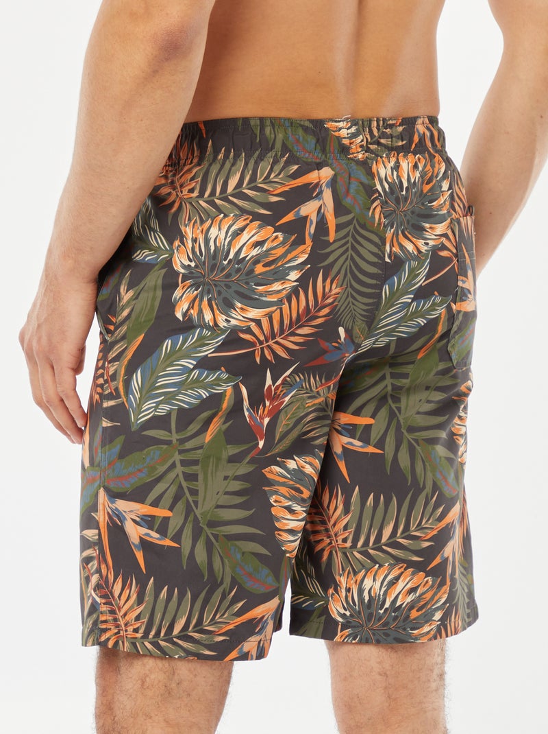 Zwemshort met tropische print GRIJS - Kiabi