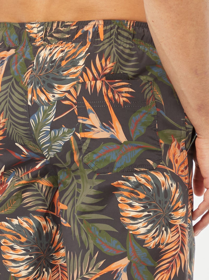Zwemshort met tropische print GRIJS - Kiabi