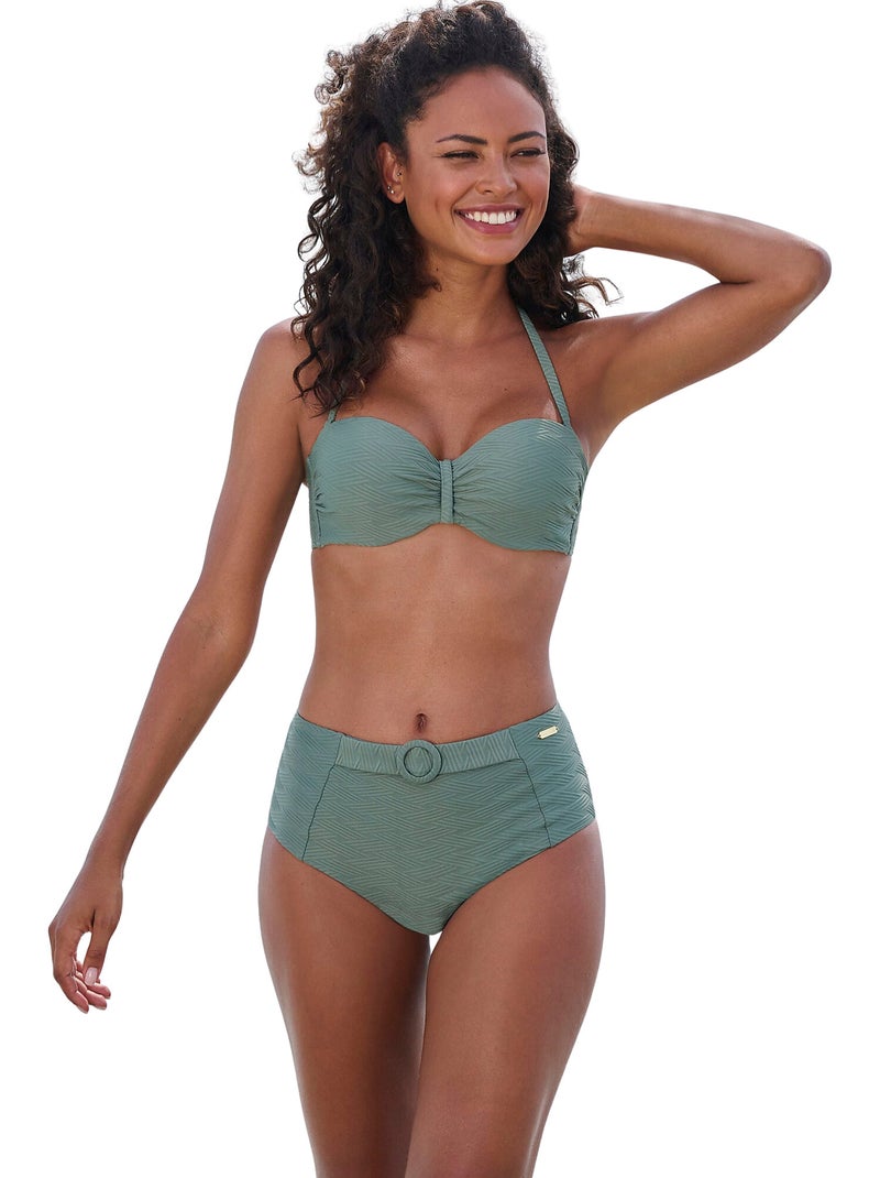 Zwemshortje met hoge taille loretta Kaki - Kiabi