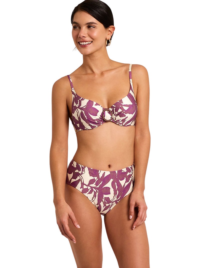 Zwemshortje met hoge taille salvia Wit - Kiabi