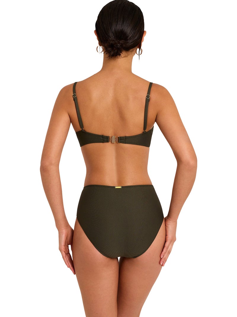 Zwemshortje met hoge taille solstice Kaki - Kiabi