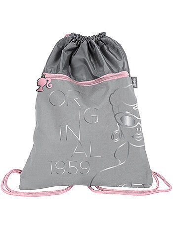 Zwemtas 'Barbie' 45 cm grijs – 1 vak & vak met ritssluiting – Barbie