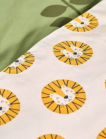 Aan beide zijden te gebruiken dekbedset met leeuwenprint - Voor 1-persoonsbed