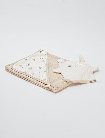 Badcape + washandje 'Petit Béguin'