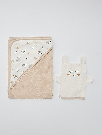 Badcape + washandje 'Petit Béguin'