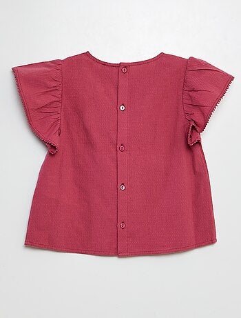 Bloesje met korte mouwen met borduursels