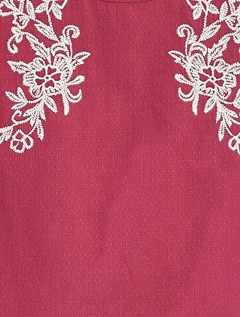 Bloesje met korte mouwen met borduursels