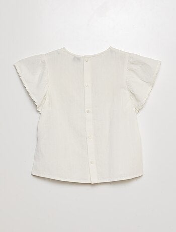 Bloesje met korte mouwen met borduursels