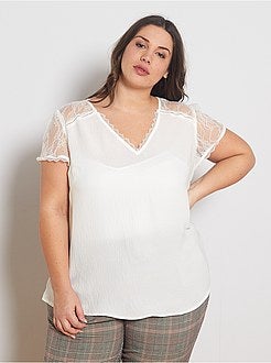 Blouse met kant aan de bovenkant - Kiabi