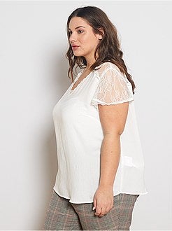 Blouse met kant aan de bovenkant - Kiabi