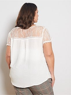 Blouse met kant aan de bovenkant - Kiabi