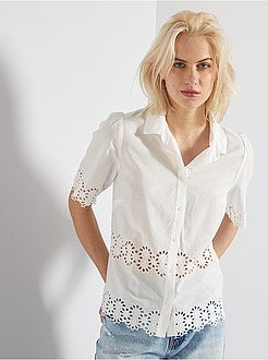 Blouse met 'kant'-afwerking - Kiabi
