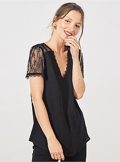 Blouse met kant op de mouwen en rug - Kiabi