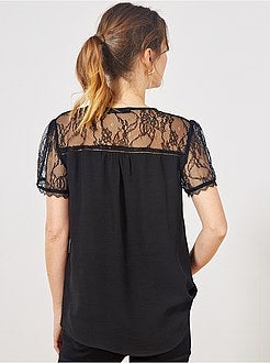 Blouse met kant op de mouwen en rug - Kiabi