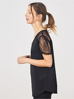 Blouse met kant op de mouwen en rug - Kiabi