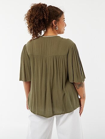 Blouse met korte mouwen met borduursel