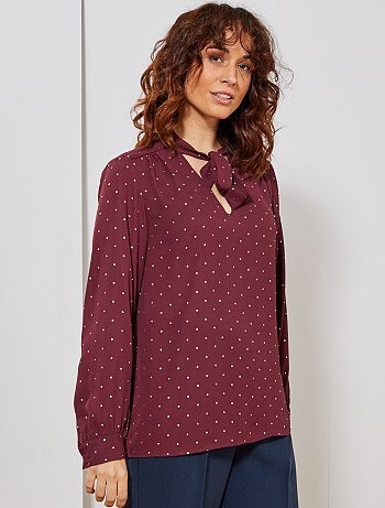 Damesmode maat 34-48 - Blouse met kraag met strik - Kiabi