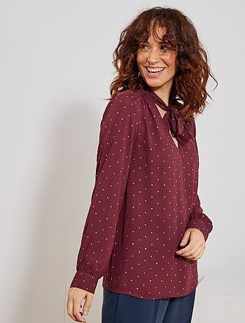 Damesmode maat 34-48 - Blouse met kraag met strik - Kiabi