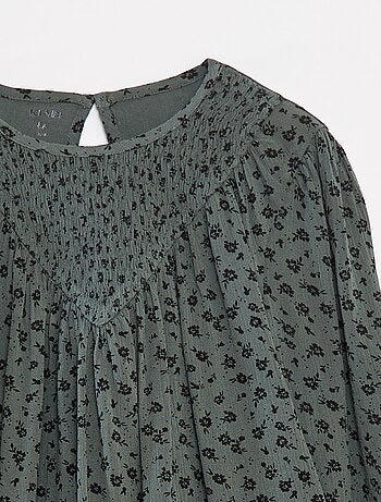 Blouse van kreukeltricot met print