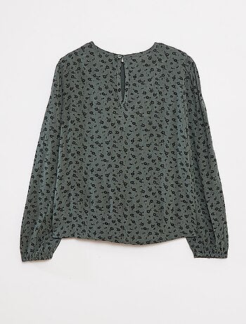 Blouse van kreukeltricot met print