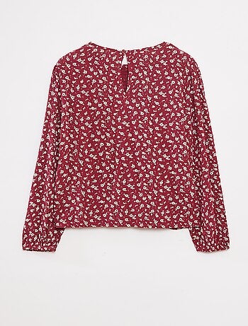 Blouse van kreukeltricot met print