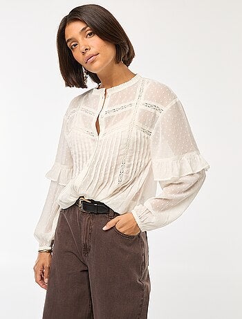 Blouse van plumetis