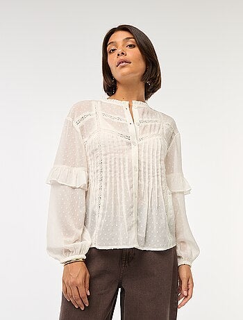 Blouse van plumetis