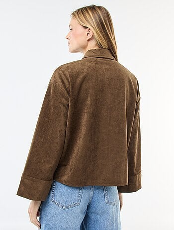 Blouse van suèdine met lange mouw