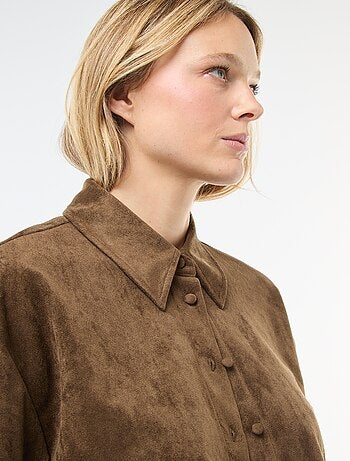 Blouse van suèdine met lange mouw