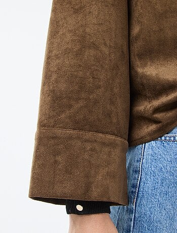 Blouse van suèdine met lange mouw