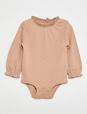 Body met lange mouwen van pointelle tricot
