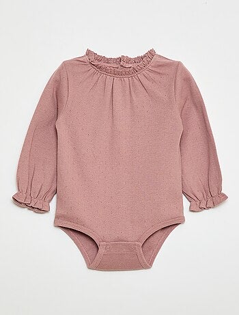 Body met lange mouwen van pointelle tricot