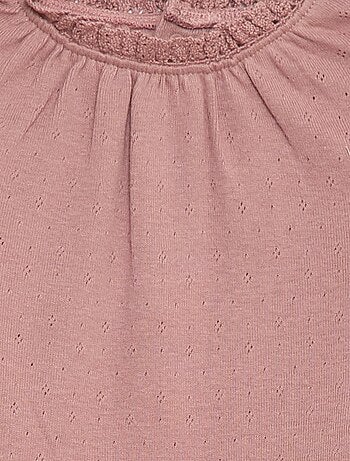 Body met lange mouwen van pointelle tricot