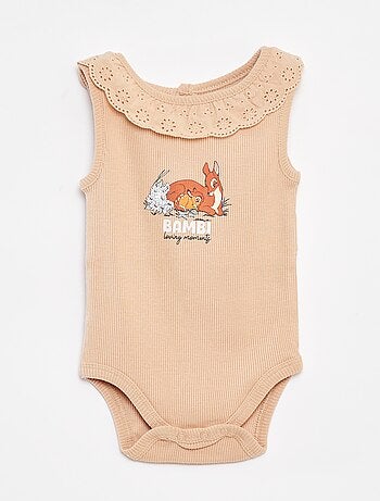 Body van ribstof met geborduurd kraagje 'Disney'